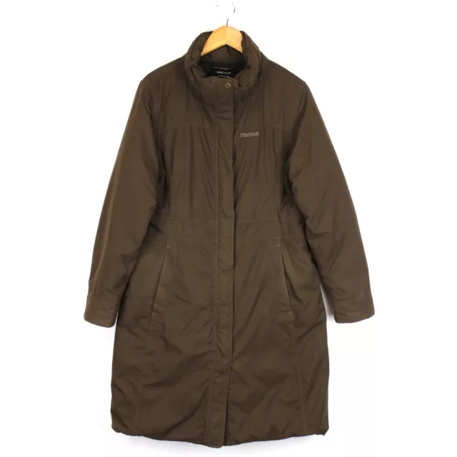 Marmot Femmes Veste Parka Taille L 650 Bas Emplir Marron Fermeture Éclair Nylon