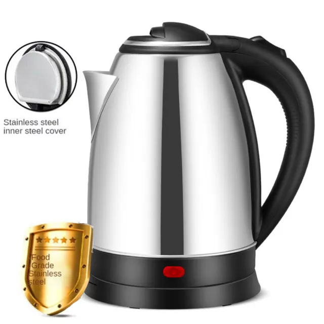 Electric Kettle Stainless Steel Cordless Jug 2.0L Overheat Protection - 1500W UK