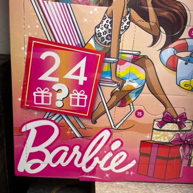 Mattel Barbie Advent Calendar Full Size Barbie + 24 Accessories Brand New 3