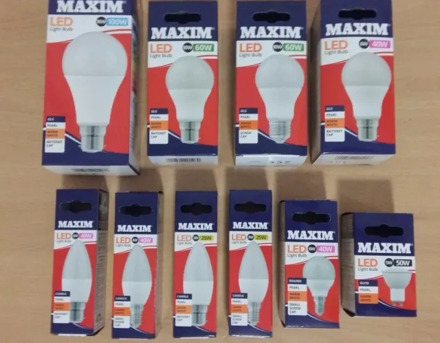 Maxim LED GLS Candle Golf GU10 Bulbs BC B22 ES E27 SES E14 Warm White 2700K