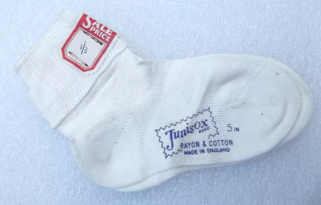 JUNISOX Vintage 1950s socks white rayon & cotton girls babies women UNUSED 3