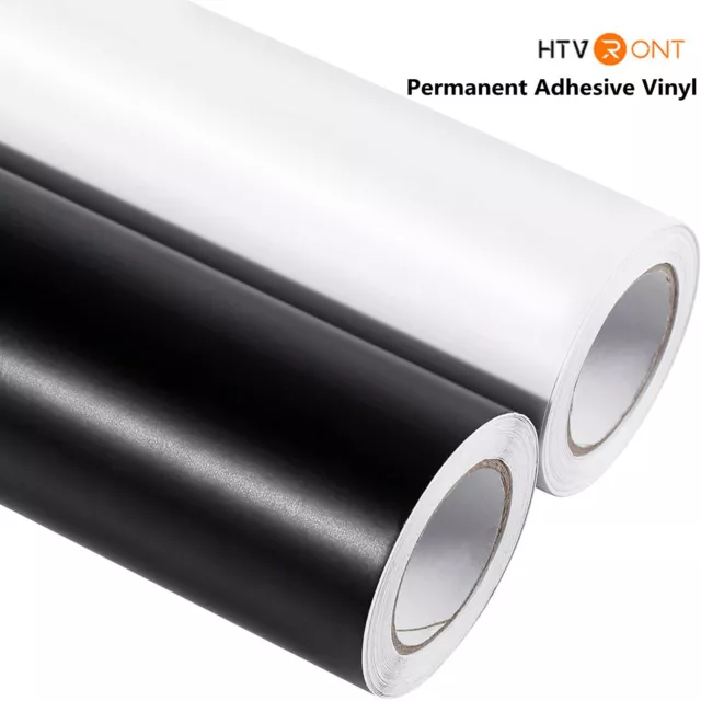 HTVRONT Black/White Self Adhesive Permanent Sign Making Vinyl Film Sticky