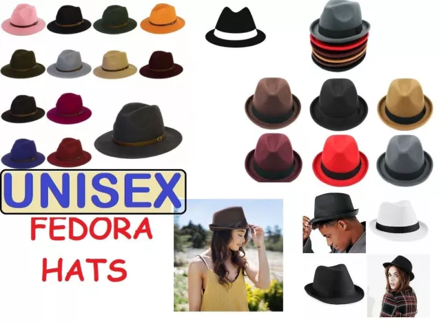 MEN WOMEN Unisex Waterproof Trilby FEDORA Hats Crushable