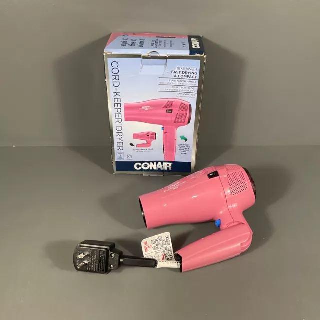 Conair Cord Keeper Dryer 1875 Watt Dual Voltage Ionic Technology Foldable Handle
