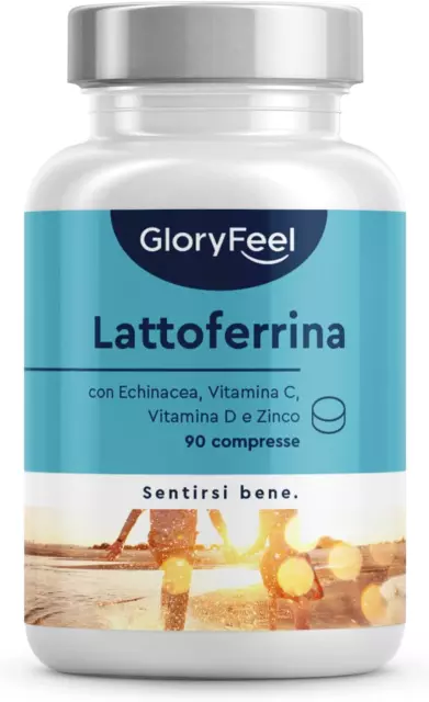 Integratore Lattoferrina 200 Mg, 90 Compresse Ad Alto Dosaggio, Con Echinacea Pu