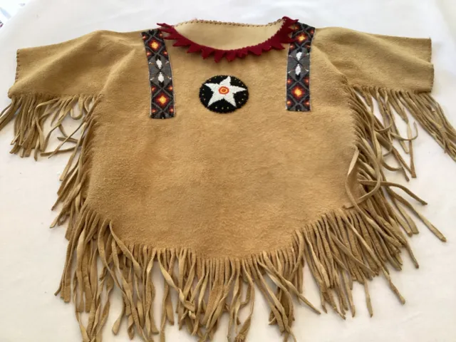 Vintage Native American Boy’s Commercial Hide Shirt with Beadwork