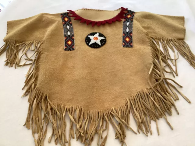 Vintage Native American Boy’s Commercial Hide Shirt with Beadwork