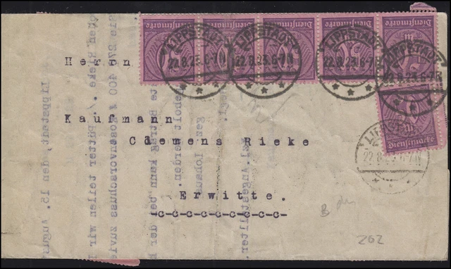 73 Dienstmarke 50 M. MeF portogerecht Fern-Brief Amtsgericht LIPPSTADT 22.8.1923