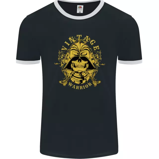 Vintage Warrior Samurai Bushido MMA Skull Mens Ringer T-Shirt FotL