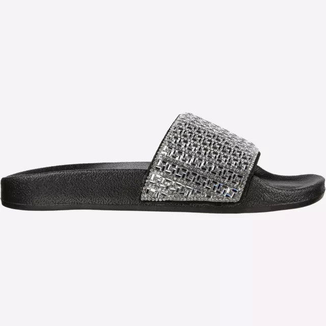 Skechers Pop Ups Neuf Sparkle Glissières Femmes Plage Vacances Été Sandales Noir