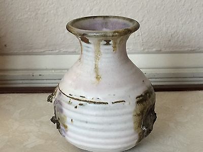 Antique Vintage Pink Glazed Majolica Terra-Cotta Pottery Vase Protruding Design
