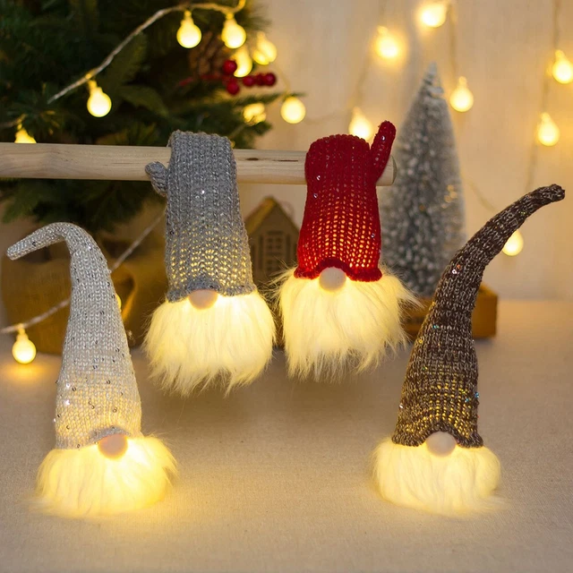 Muñeca de felpa de Navidad sin rostro chimenea colgante con luz LED tela bosque