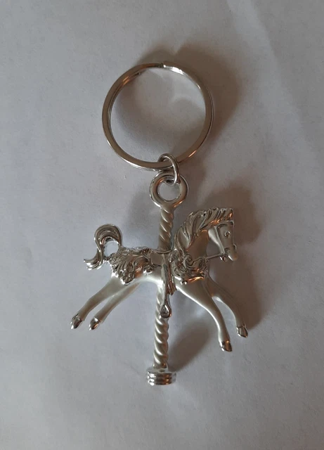 Silver-Tone Carousel Horse Key Chain