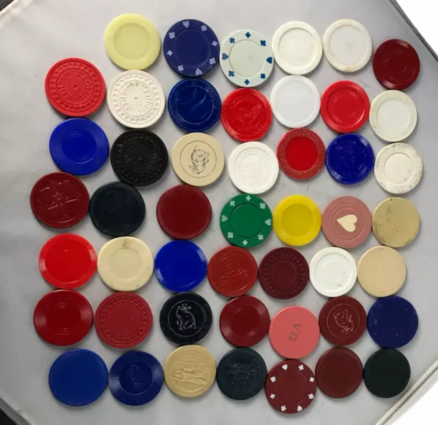Lot of 45 Vintage Various Brands Styles Poker Chips