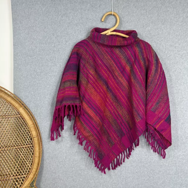 Tree of Life Poncho Womens One Size Hippie Fringed Boho Soft Cape