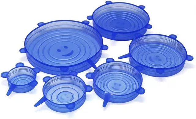 Paquete de 6 tapas elásticas de silicona, cubiertas de almacenamiento de alimentos duraderos reutilizables sin Bpa para