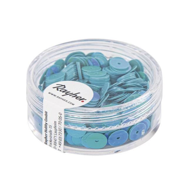 Lentejuelas Azul Irisado Ø 6 MM Liso Caja 6G Lavable