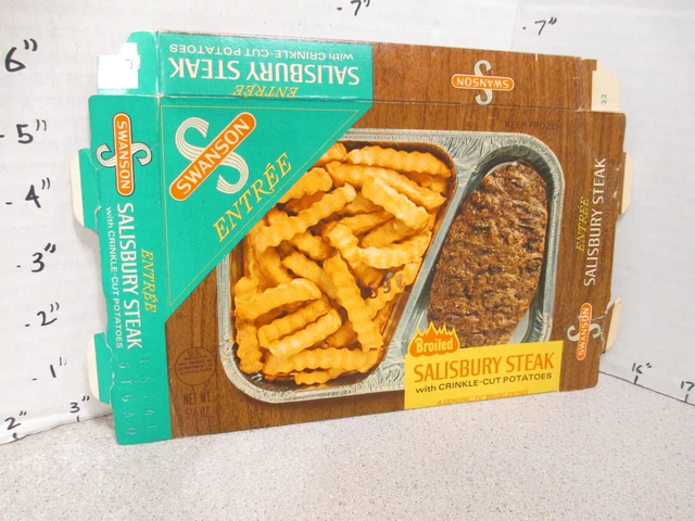 SWANSON TV DINNER entree box SALISBURY STEAK french fries 1976 frozen food #1