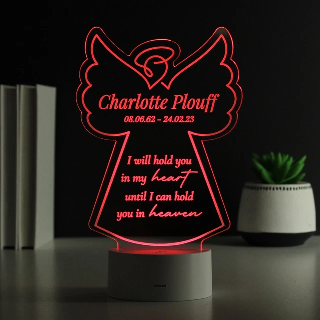 Luce LED Angelo Memoriale Verso Cambia Colore Personalizzata 9