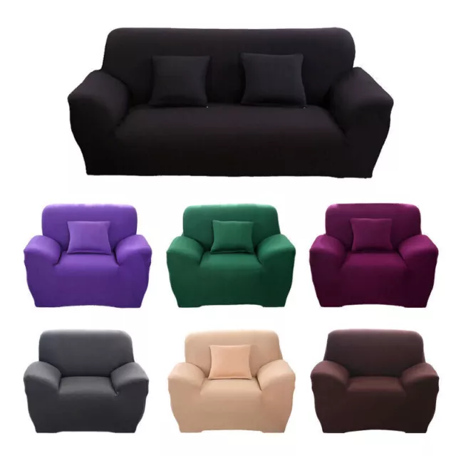 Solid Stretch Sofa Cover Slipcovers for Living Room 1/2/3/4 Seater Couch Covers