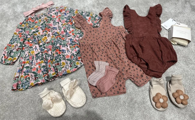 BABY GIRL BUNDLE AGE 6 - 12MONTHS JOULES Dress Tu Dungarees Shoes Sock Tights BN