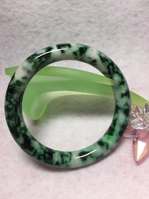52.5mm - 100% Natural Jadeite Jade Bangle- Green- Undyed, Untreated.