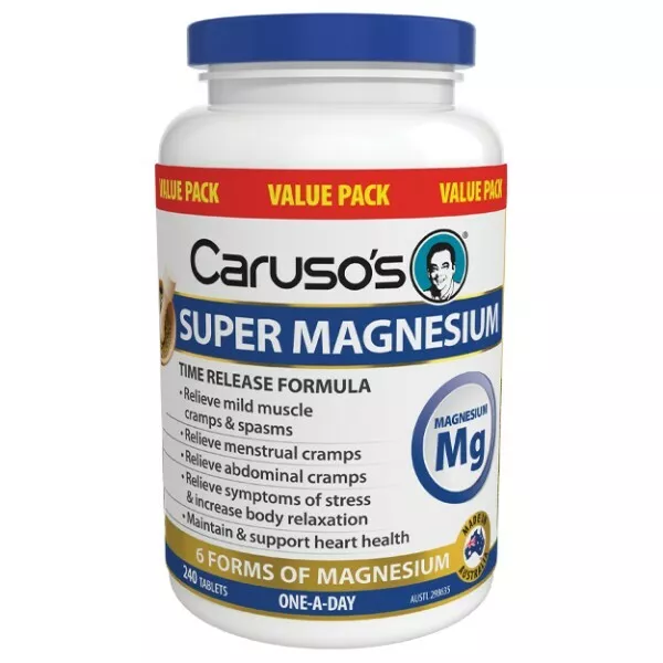 Caruso's Super Magnesium 240 Tablets Value Pack 300mg Muscular Health Carusos