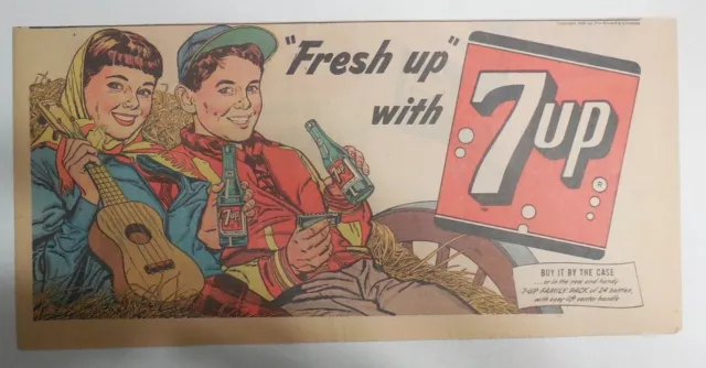 7-Up Ad: Fresh Up With Seven-Up! Making Music ! from 1940's  7.5 x 15 inches