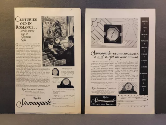 Taylor Stormoguide Weather Forecaster Vtg 1931 Simplified Barometer Print Ad Lot