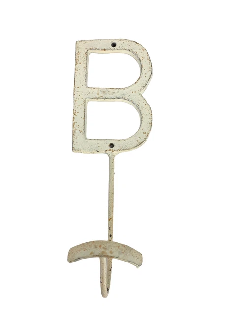 Metal initial “B” Coat hat hook wall mount vintage 1673 Rustic Organize Decor