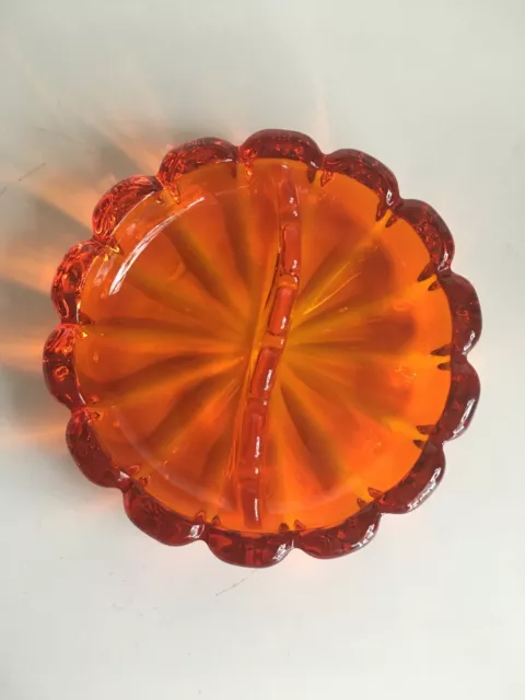 Vintage Viking Persimmon Orange Glass Ashtray MCM Art Glass