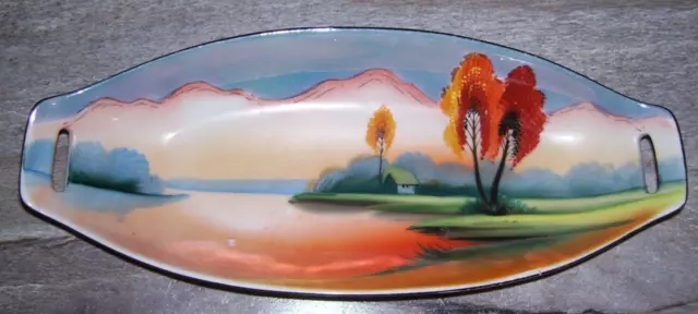 Vintage Chikaramachi Japan Hand Painted Porcelain Celery Dish