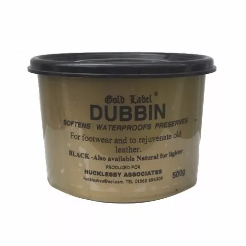 Gold Label Dubbin Black - 500G Leather Waterproof Softens Preserves Boots Tack