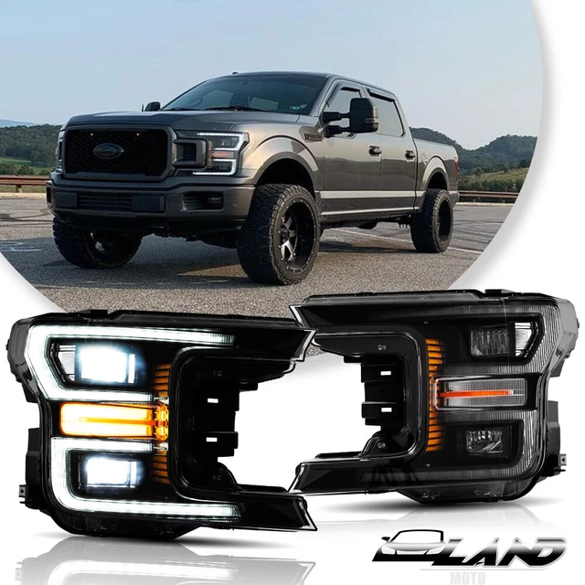 VLAND BLACK FULL LED Headlights For 20182020 Ford F150 w/Sequential