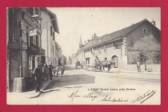 Ak Genf, Fotokarte, Grand Lancy pres Geneve, 1906 gelaufen, mit Marken, TOP !