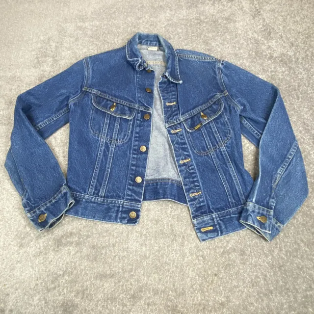 Vintage Lee Jean Jacket Girl Youth 18 Blue Denim Cotton Union Made USA Rider 220