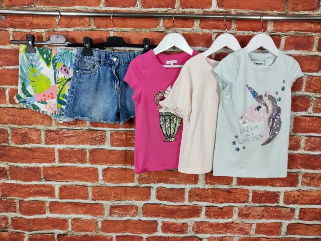 Girls Bundle Age 6-7 Years Next Bluezoo Tu Top T-Shirt Skorts Denim Sequin 122Cm