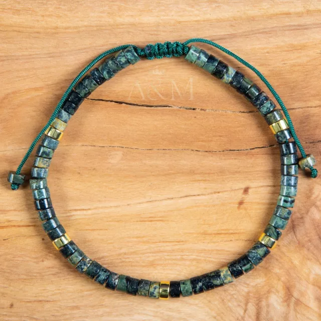 Kambaba Jasper Dainty Bracelet Minimalist Boho Jewellery Women Beaded Bracelet