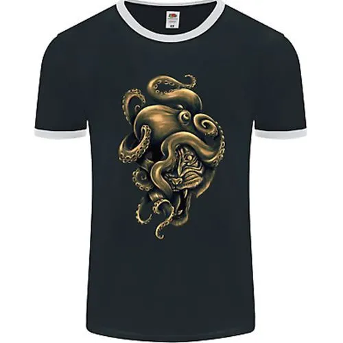 Octiger Octopus Kraken Cthulhu Tiger Mens Ringer T-Shirt FotL