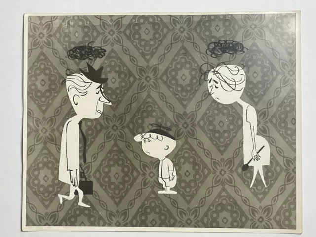 1950's Ray Patin DEPRESSED FAMILY Commercial Animation Pic 11x14" cartoon modern