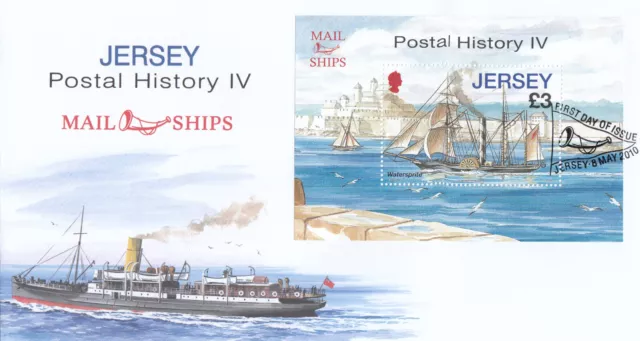 (133649) Postal History IV Mail Ships £3 minisheet GB Jersey FDC 2010