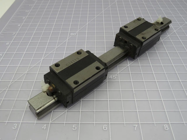 Lot of 2 THK HSR15 G34115 Linear Bearing Blocks on a 9 In Rail T178236