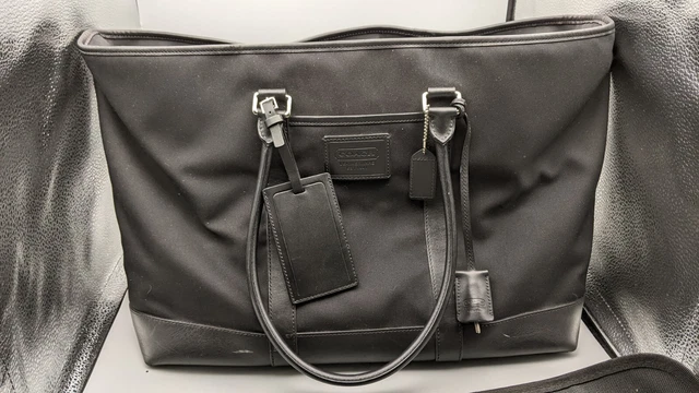 Coach Black Carry-on Bag Canvas Leather Weekender Shoulder Tote L055-5968
