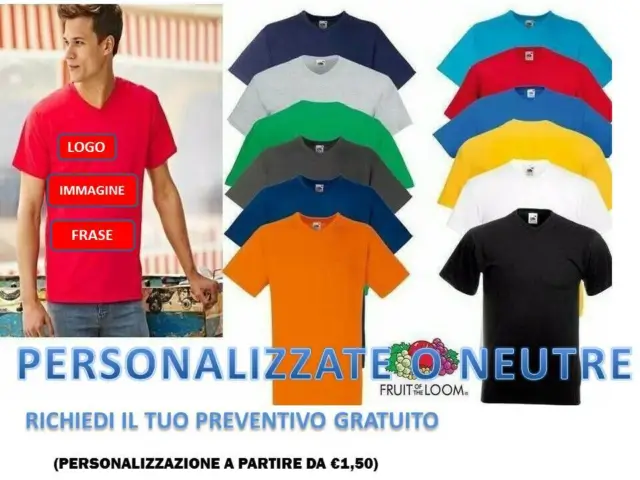 Maglietta Uomo Girocollo Manica Corta 100% Cotone Scollo A V T-Shirt S M L XL