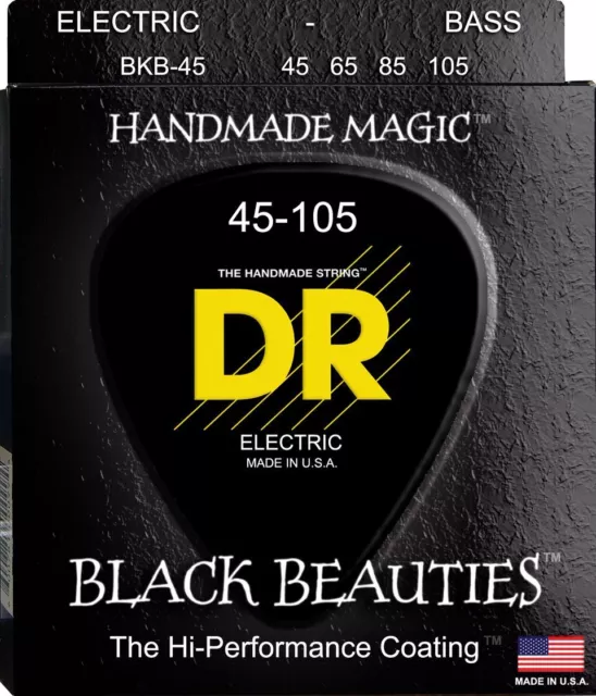 DR BKB-45 BLACK BEAUTIES COATED BASS STRINGS, MEDIUM GAUGE 4's  45-105