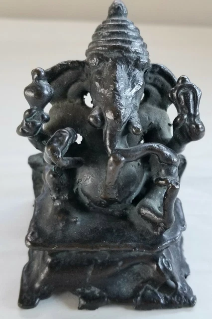 Statuette Ganesh Tête D'éléphant – Bronze Doré, Style Antique, Résine