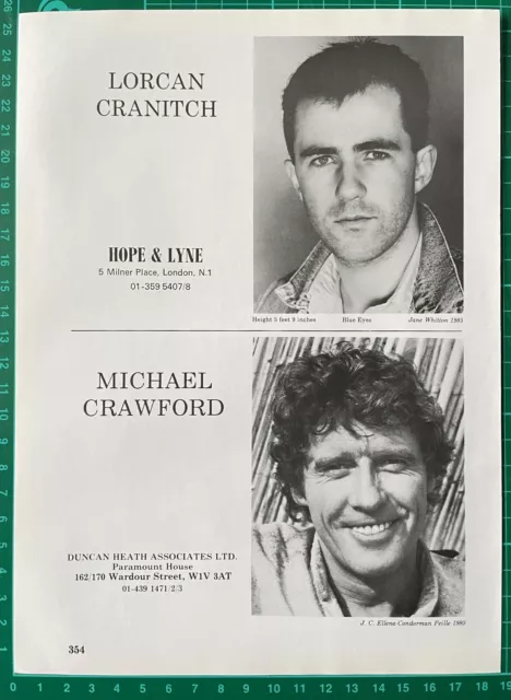 MICHAEL CRAWFORD Vintage 1986 Acting Agency Page : Some Mothers Do 'Ave 'Em