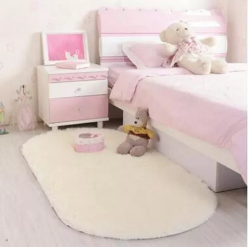 Soft Oval Carpet Faux Fur Area Rug Slip Resistant Floor Mats For Parlor Living