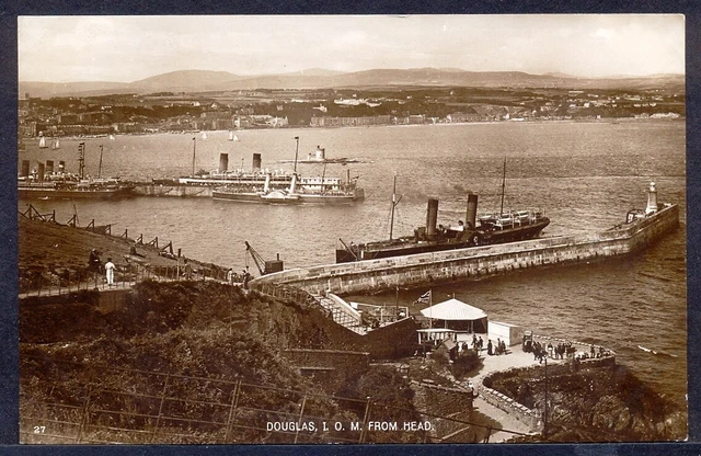 Panoramic View of DOUGLAS Harbour. 1914 Vintage Real Photo Postcard. Free Post