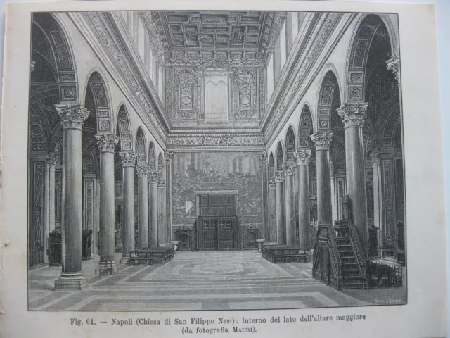 CAMPANIA NAPOLI CHIESA SAN FILIPPO NERI ALTARE MAGGIORE stampa antica 1896